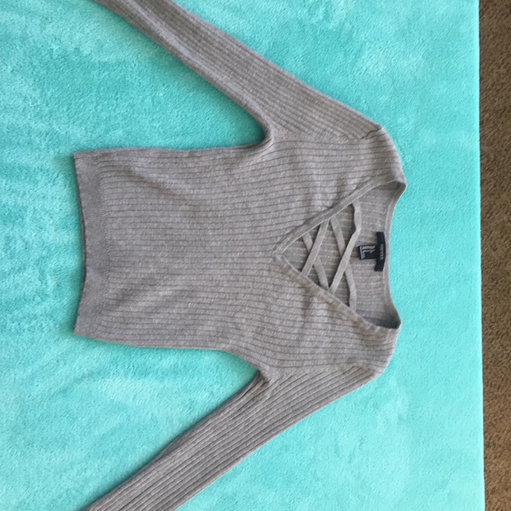 Grey Forever 21 Lace Up Crop Top 😊